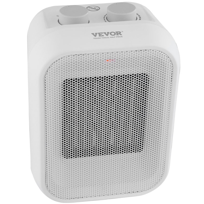 Compact White Ceramic Electric Space Heater with Thermostat