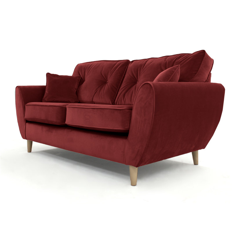 Rafe 3 Seater Velvet Sofa, Burgundy Velvet