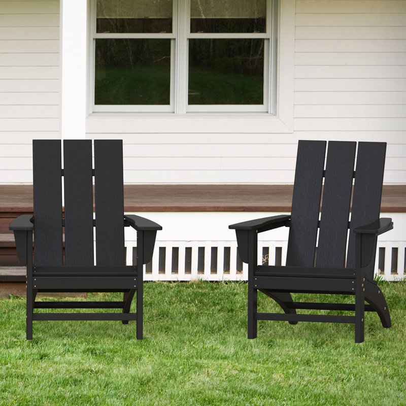 Katharine Outdoor Adirondack Chair, Black