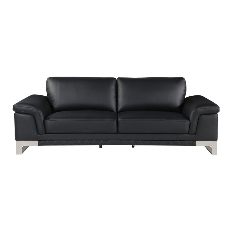Canapé noir en cuir véritable moderne, Cuir synthétique noir