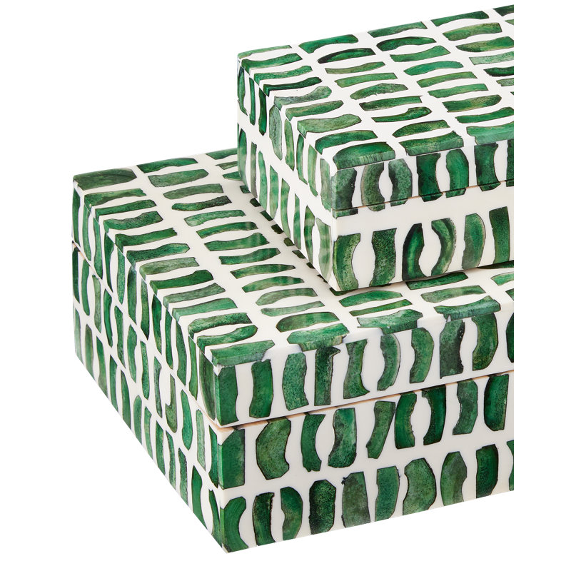 Ensemble de 2 boîtes à charbon de bois, Vert / blanc