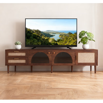 Tv Stand For Tvs Up To 90", Entertainment Center With App Controlled Led Lights, 2 Drawers & Glass Door Storage, Modern Media Console For Living Room by Latitude Run
