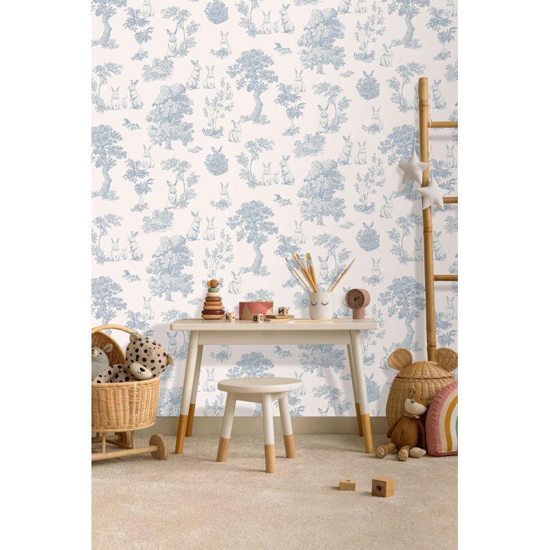 Papier peint Cottontails Bunny Toile, Bleu