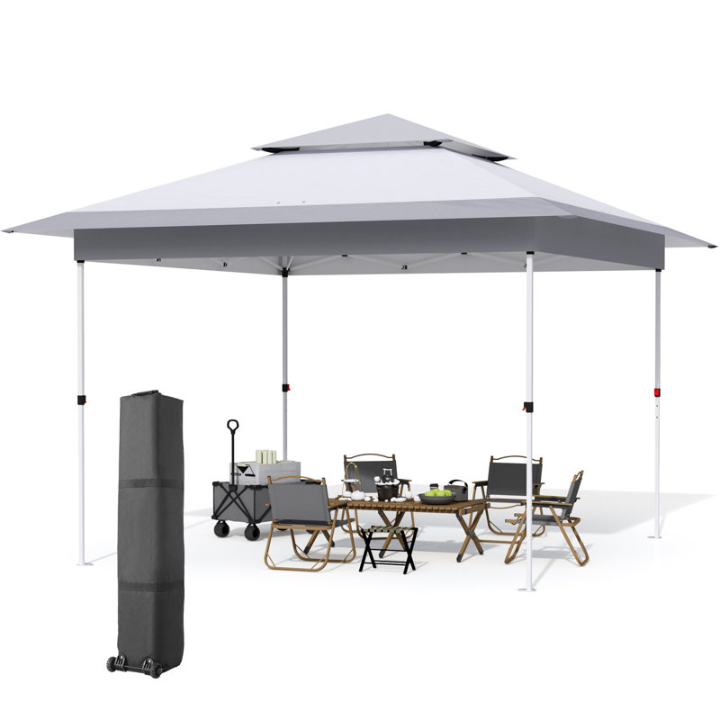 Easy Set-Up Canopy Tent, Instant Outdoor Straight Leg Canopy W/Auto Extending Eaves, One Person Folding Commercial Shelter W/Upgraded Wheeled Bag, Sun Shade