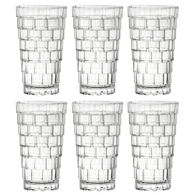 Highball - Glass Tumbler - Set Of 6 - Hiball Glasses - Crystal Glass - Beautiful Design - Drinking Tumblers - For Water , Juice , Wine , Beer And Cock -  Majestic Crystal, 40103-S6