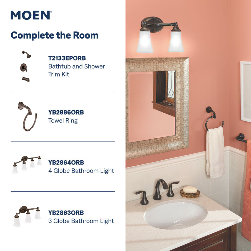 Robinet de salle de bain central avec drain Moen Eva, Bronze frotté à l'huile
