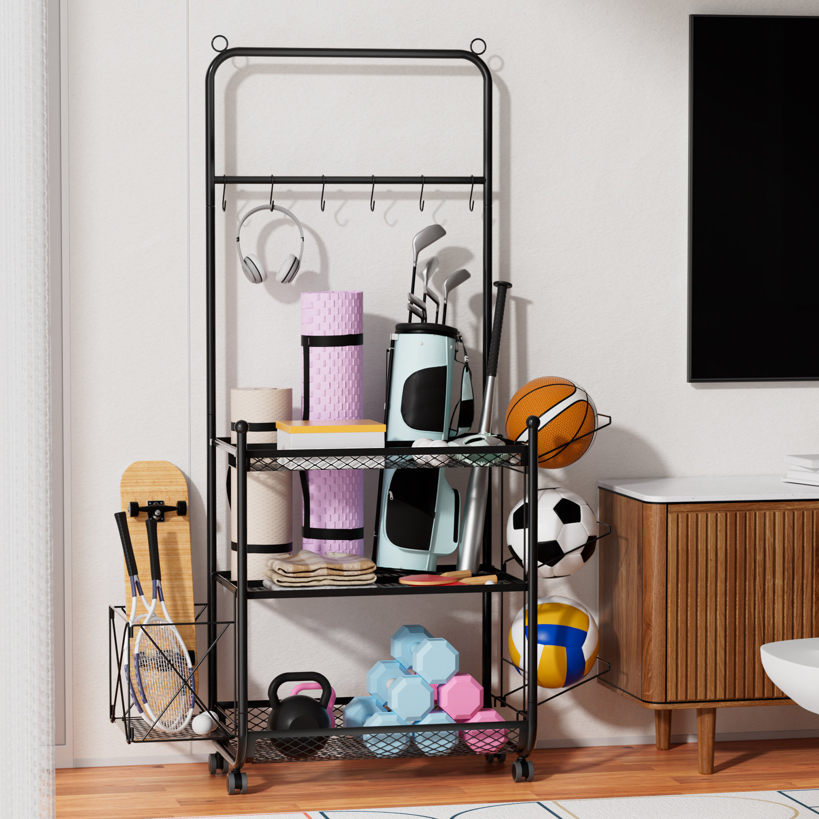Sliding Weight Racks Latitude Run® Dumbbell Rack Stand, Yoga Mat Storage Rack, Home Gym ...