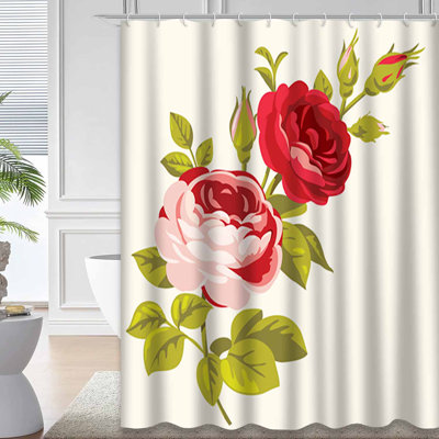 Waterproof Vintage Floral Bouquet Art Victorian Roses Shower Curtain with 12 Hooks