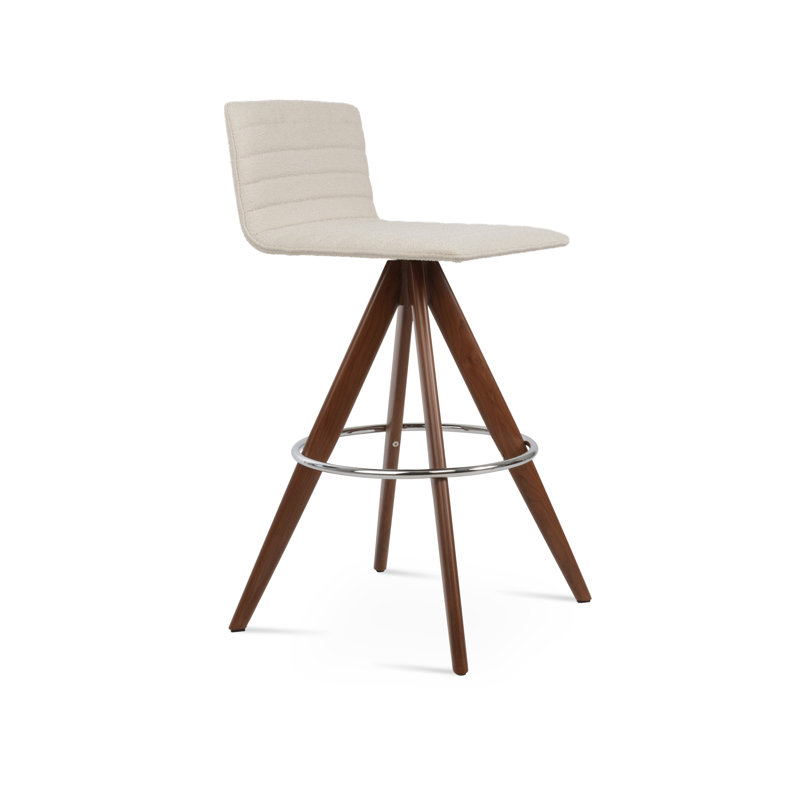 Tabouret de bar et de comptoir Corona Pyramid, Petit tabouret (siège d'une hauteur de 22 po), Noyer, Blanc cassé