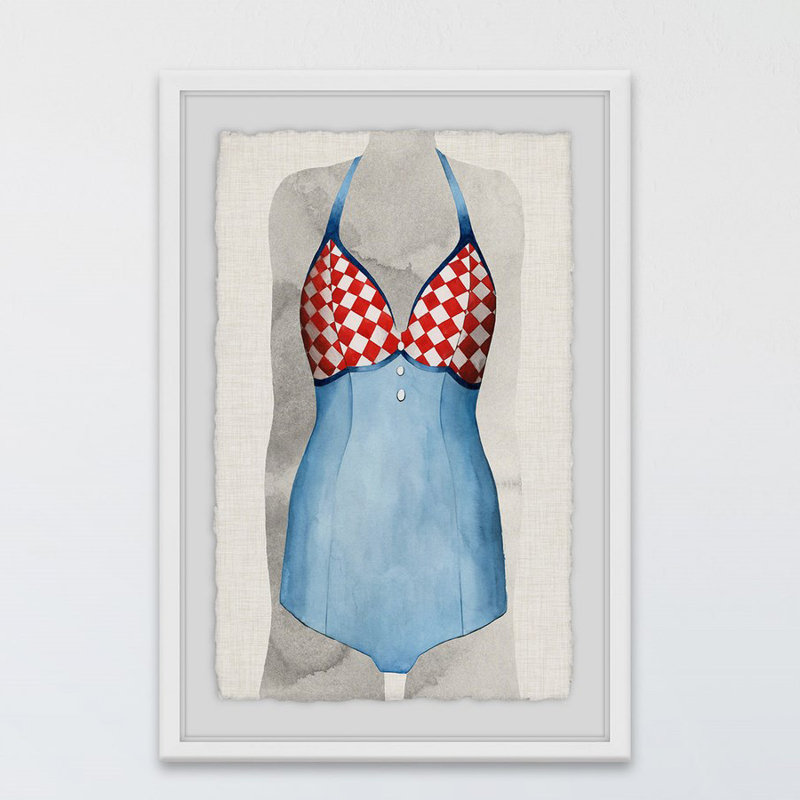 Vintage Bathing Suit III - Single Picture Frame Painting, 30cm H x 20cm W x 4cm D