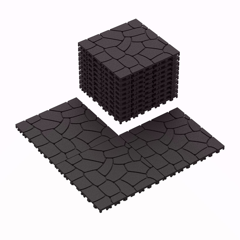 Nouvelle tuile de patio de 12 po à texture de pierre, tuiles de terrasse à emboîtement de module de bricolage, tuiles de cour faciles et rapides à installer pour le porche, le balcon de la piscine, la cour arrière, 44 pièces