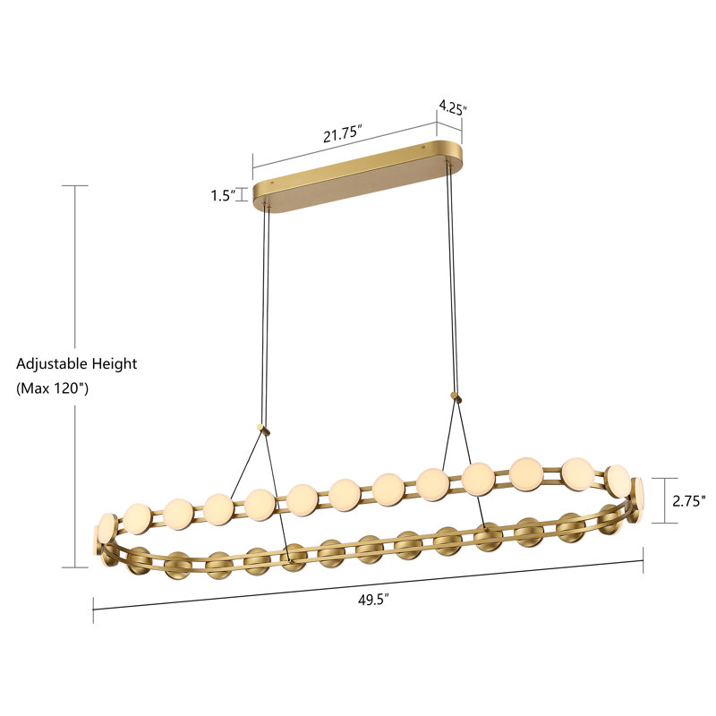 50'' Modern Gold Led Kitchen Island Pendant