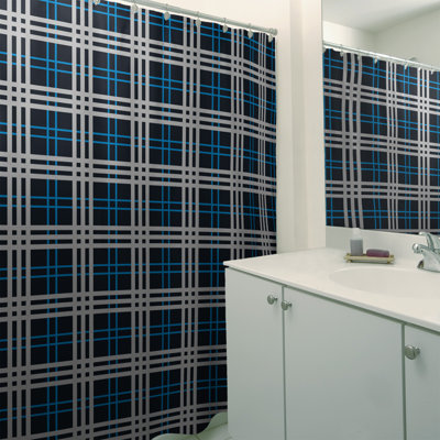 Plaid Shower Curtain and Liner Included