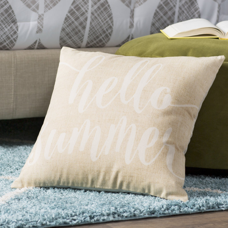 Cotton Throw Pillow, 16" H x 16" W x 6" D, Beige