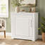 Meuble de salle de bain autoportant, 45,7 cm (18 pouces), blanc avec dessus en céramique, entièrement assemblé