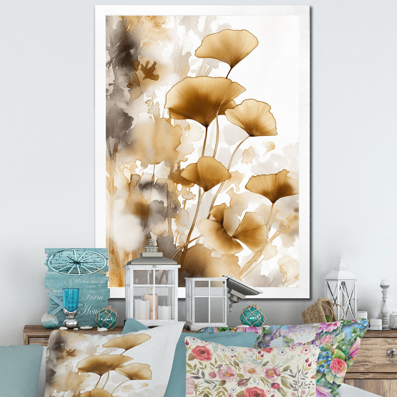 " Beige Cream Herb Garden I ", White Picture Framed, 32" H x 16" W x 1" D