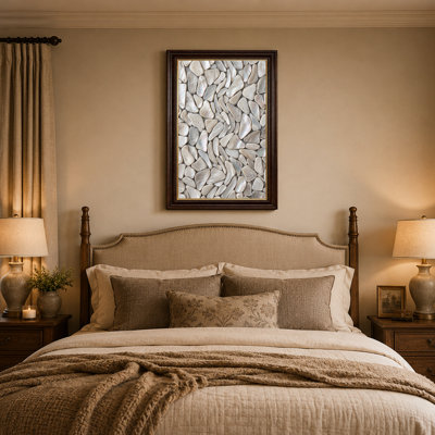 Art mural sur toile mosaïque blanche nacre blanche