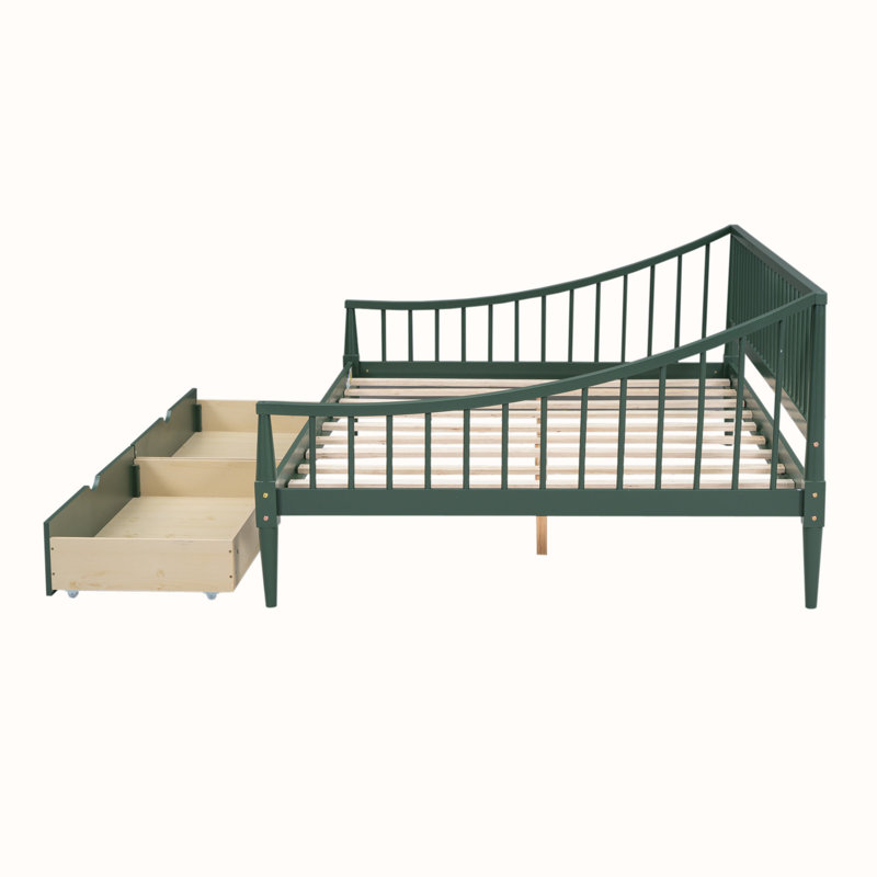 Solid Wood Full Size Daybed, Green, Full Incorrect join