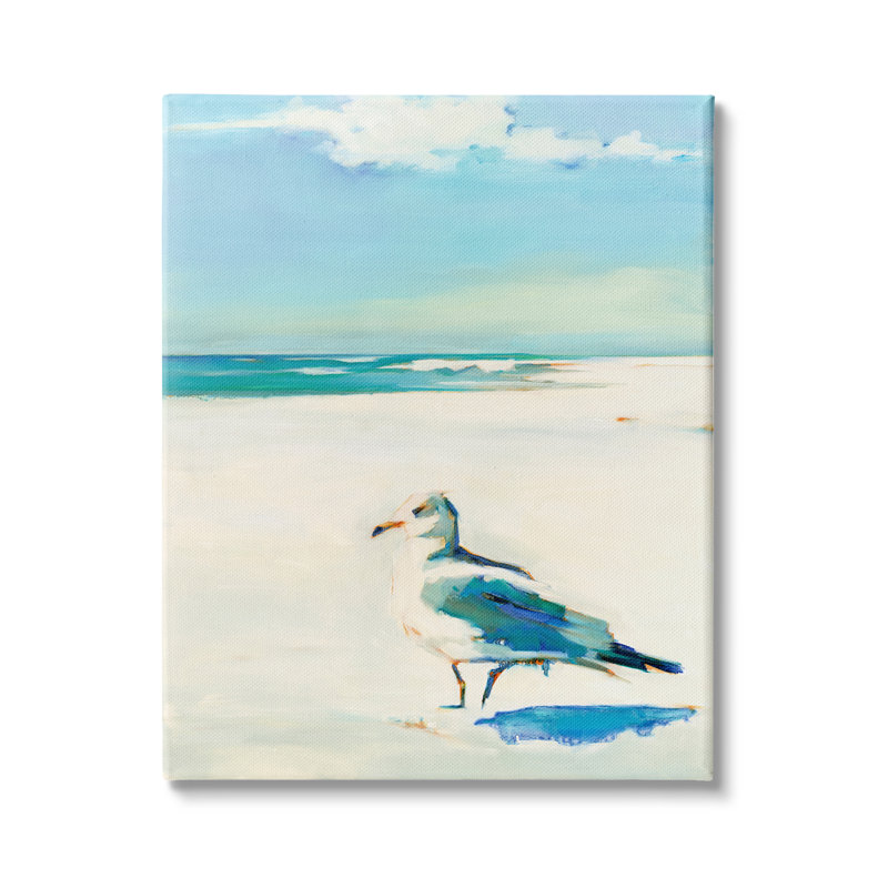" Seagull On Sandy Shore Soft Tranquil Beach Scene " by Kathleen Broaderick, Wrapped Canvas, 20" H x 16" W x 1.5" D