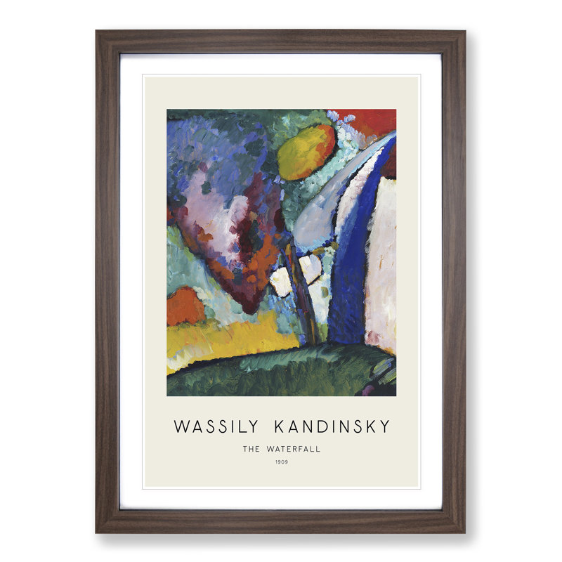 The Waterfall by Wassily Kandinsky - Picture Frame Painting, 65cm H x 48cm W x 2cm D, Walnut Framed
