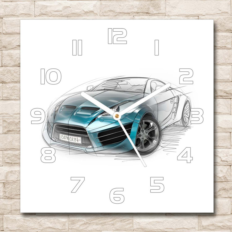 Herwick Glass Wall Clock, White/Blue/Grey