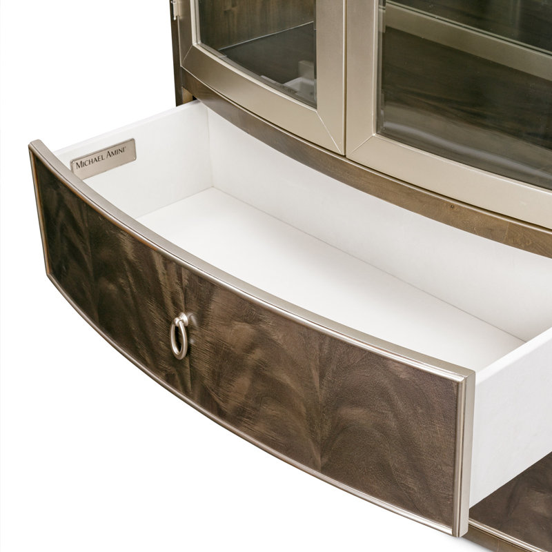 Villa Cherie Display Cabinet with LED Lighting, Hazelnut