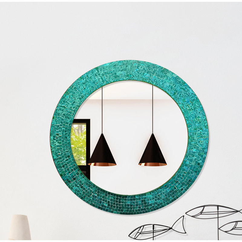 Gelantipy Glass Round Mirror, Turquoise