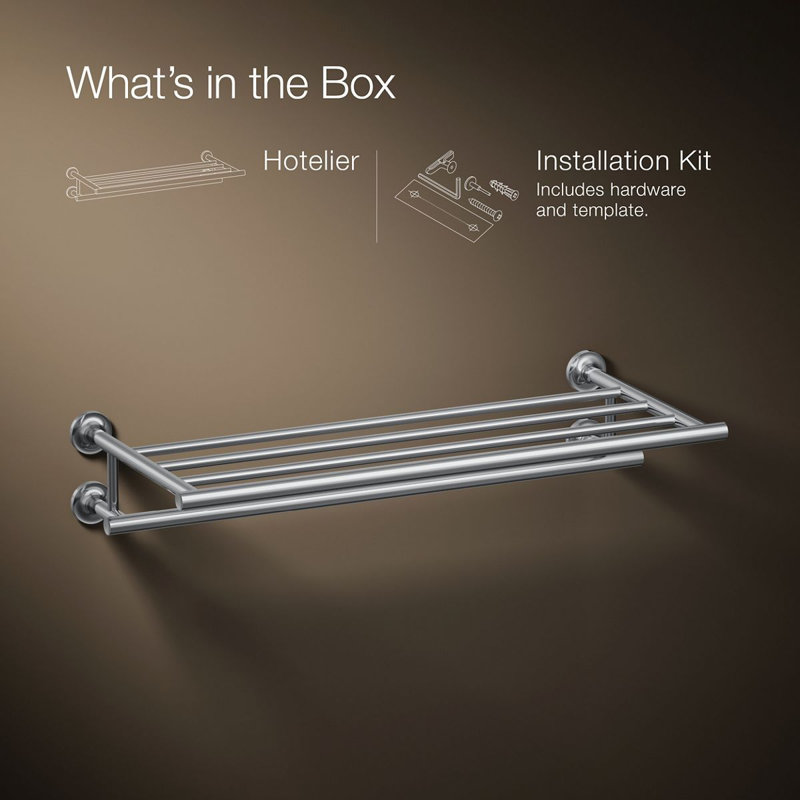 Purist Hotelier Wall Shelf, Polished Chrome