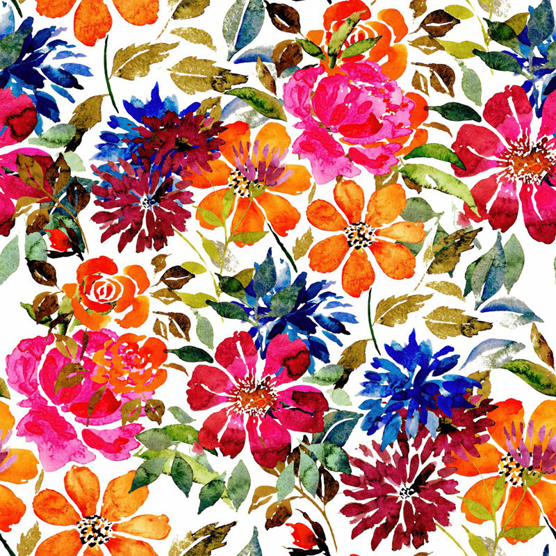 Panneau de papier peint préencollé L 8,33 pi x l 100 po Brightly Flowers, L 8,33 pi x l 100 po