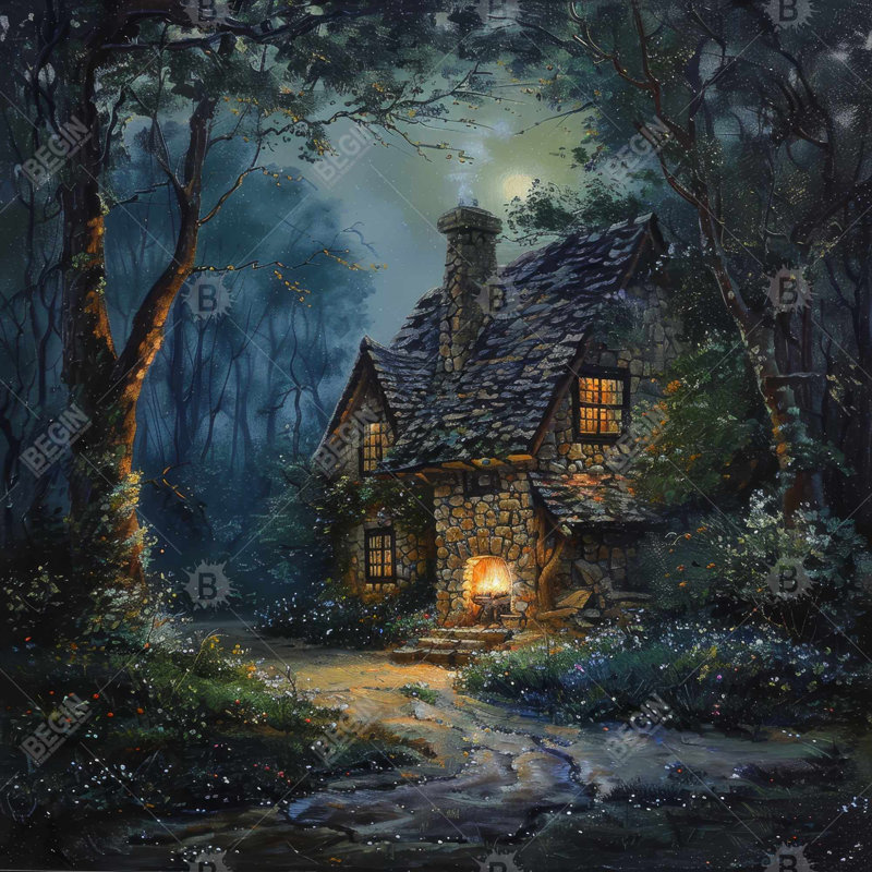 Hidden shack - 32"x32" art on canvas