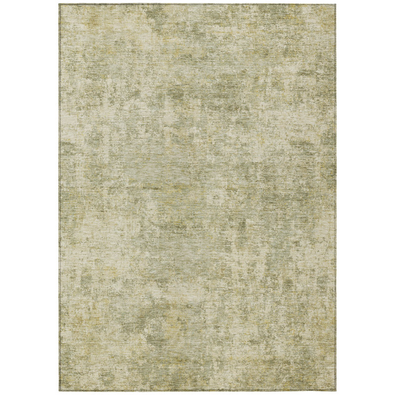 Tapis extérieur lavable abstrait beige et sauge 3 pi x 5 pi