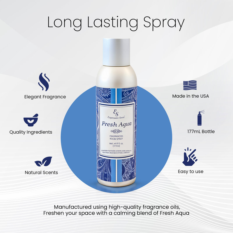 Expressive Home Scent Room Spray - Long Lasting Fresh Aqua Air Freshener Spray For Bathroom, Home & Office - Home Fragrance Spray 6 Fl Oz