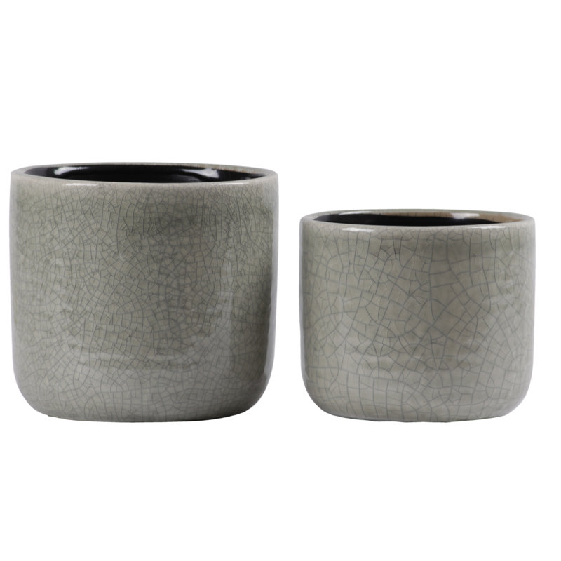 Ensemble de pots à fleurs en céramique 2 pièces Whitsett, Olive