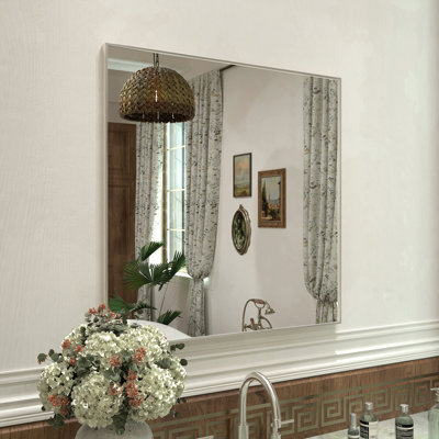 Miroir de salle de bain mural rectangulaire en nickel brossé l 30 po x H 30 po