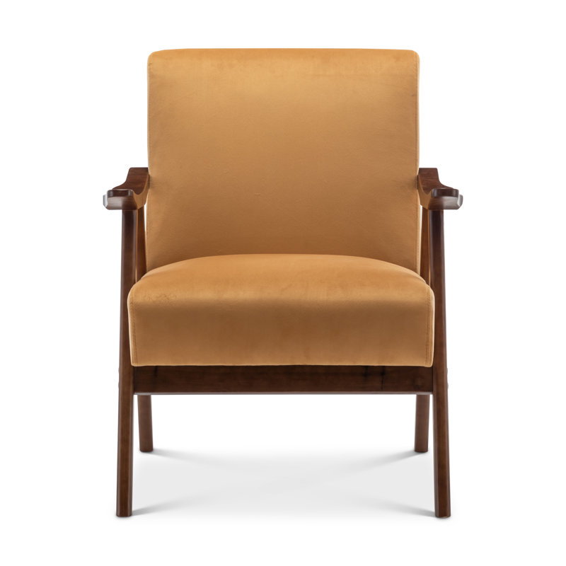 Gabar 75Cm Wide Classic Mid-Century Modern Armchair, Gold Velvet