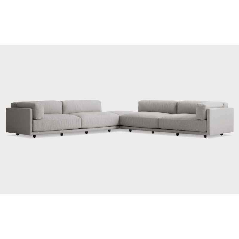 Sunday Sectional with Ottoman, Agnew Gray Textured Basketweave