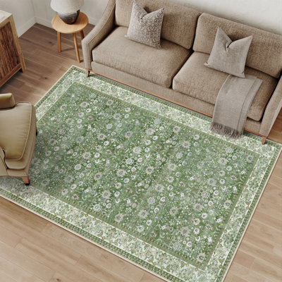  Kitty Machine Washable Oriental Area Rug with Non-Slip Backing