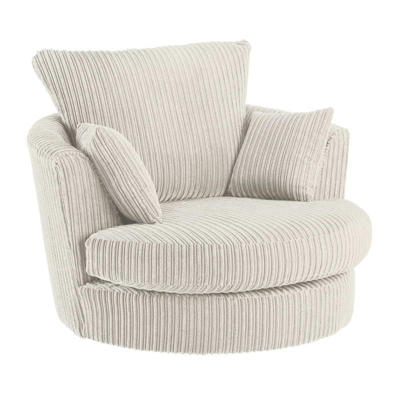 Moana Upholstered Swivel Barrel Chair, Cream