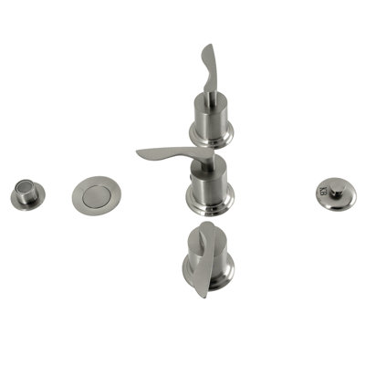 Kingston Brass Serena Three-Handle Vertical Spray Bidet Faucet with Brass Pop-Up