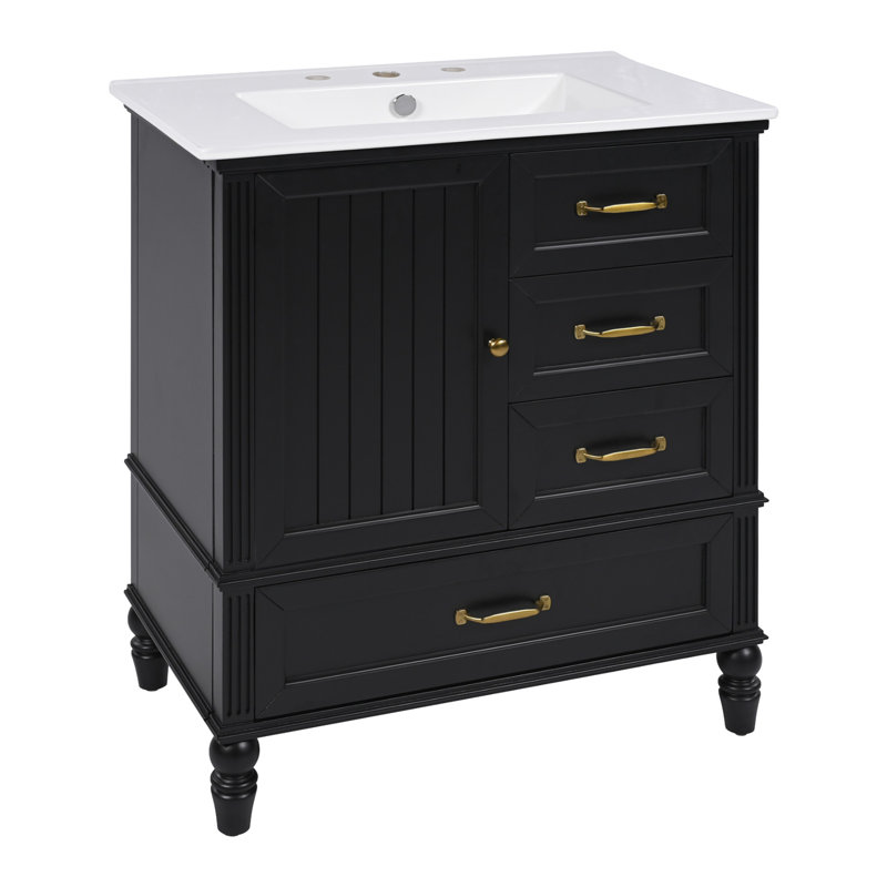 Meuble-lavabo 30 po avec lavabo, Noir