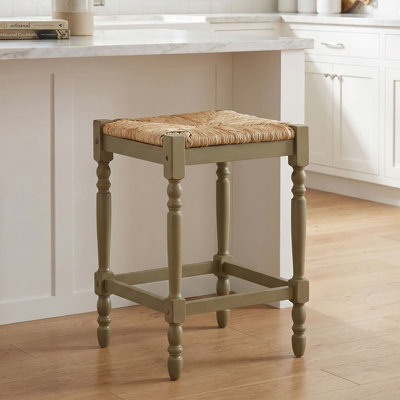 Chiem Wicker Counter Stool with Solid Wood Frame