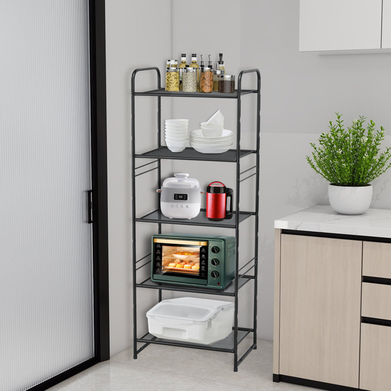 17.7'' W Iron Height -Adjustable Storage Rack, Black
