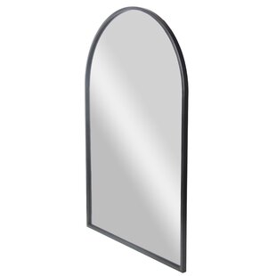 Matte Black Metal Arch Wall Mirror. Features A Solid Metal Body With An Arch Ribbed Frame.