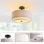 Plafonnier semi-encastré 3 lumières 15,75 po 15 po avec forme de tissu-911065327