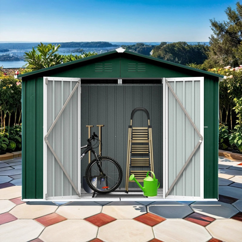 Abri de jardin 10 pi x 8 pi avec cadenas - Remise de rangement extérieure en métal
