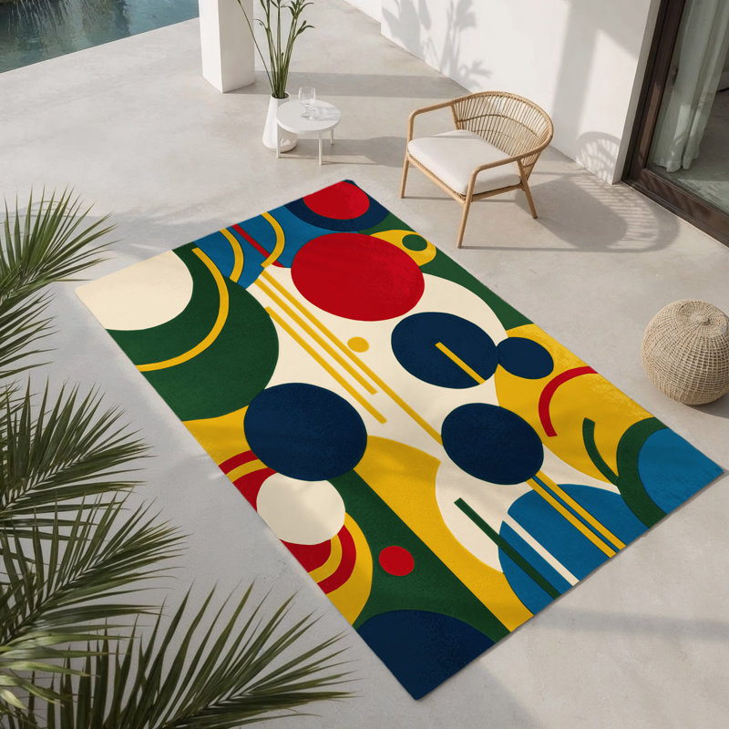 Spunky Spiral Indoor And Outdoor Area Rug, Rectangle 3' x 5'