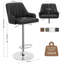 Ensemble de 2 tabourets de bar George, tabourets de bar pivotants réglables, chaises de bar en similicuir, tabouret à hauteur de comptoir rembourrée avec dossier haut pour îlot de cuisine, noir-1010292013
