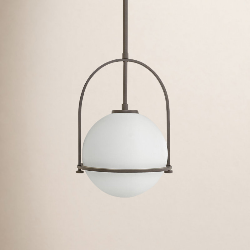 Arie Single Light Pendant w/ Globe Shade, 17" H x 11.5" W x 11.5" D, Buckeye Bronze