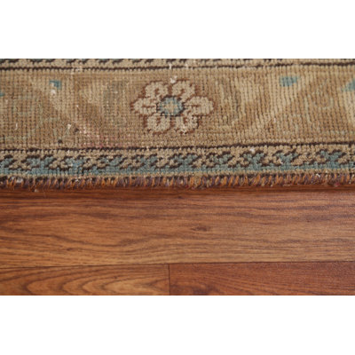 Tapis brun en laine noué à la main de conception unique 1950S 3 pi 2 po x 5 pi 0 po Kasean 1950S