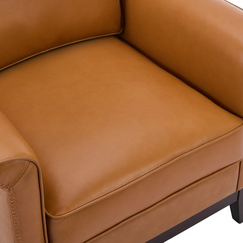 Fauteuil Hamse, Cuir véritable brun